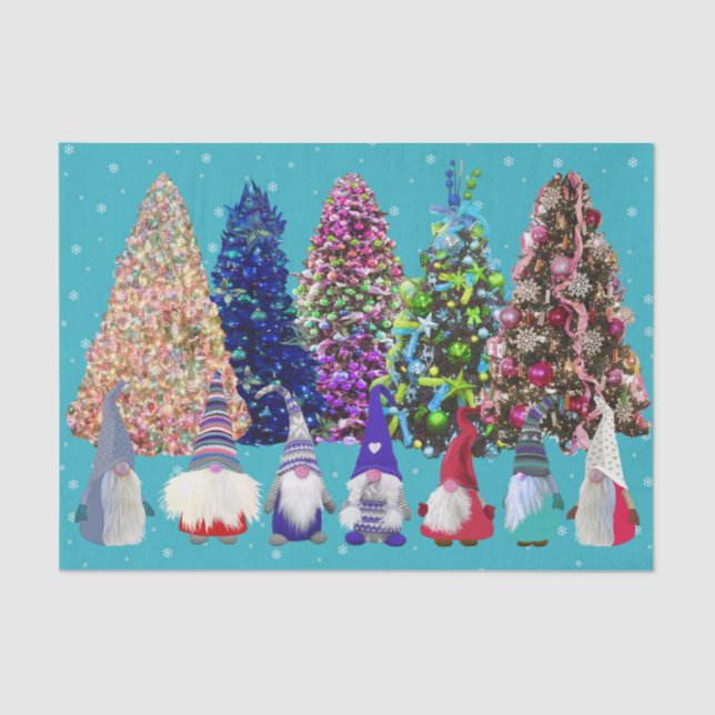 Scandi Gnomes Christmas Scene Tissue Paper (Front)