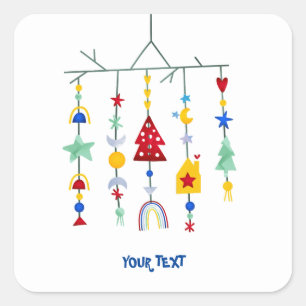 Scandi Minimalist Simple Square Sticker