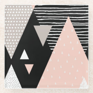 Scandi Mountain Peak Design Glass Coaster
