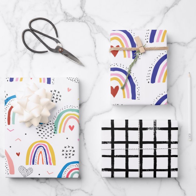 Scandi Rainbow Wrapping Paper Sheet Set (Front)