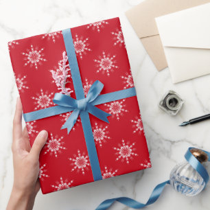 Scandi Red White Snowflake Wrapping Paper