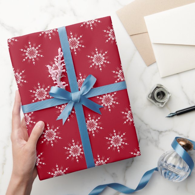 Scandi Red White Snowflake Wrapping Paper (Gifting)