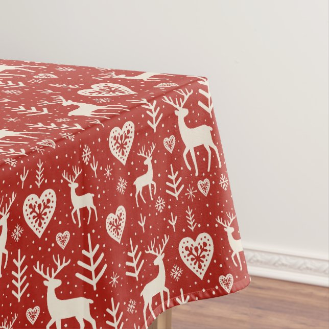 Scandi Reindeer Hearts Tablecloth (In Situ)