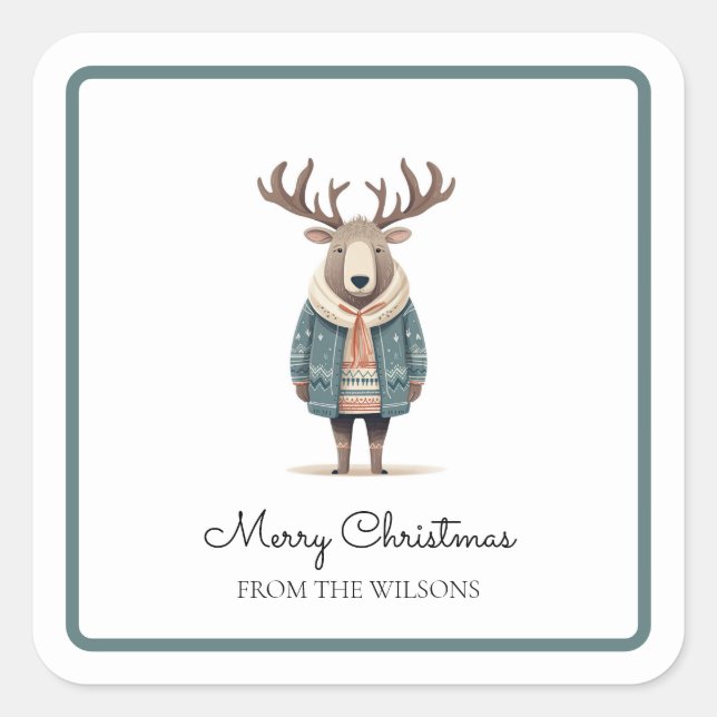 Scandi Reindeer Wearing a Coat Sticker (Front)