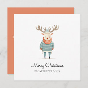 Scandi Reindeer Wearing A Sweater Holiday Card