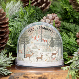 Scandi Reindeers Forest Snow Scene Snowglobe