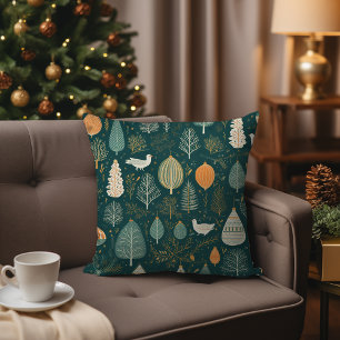 Scandi Sage Green Nordic Hygge Woodland Christmas Cushion