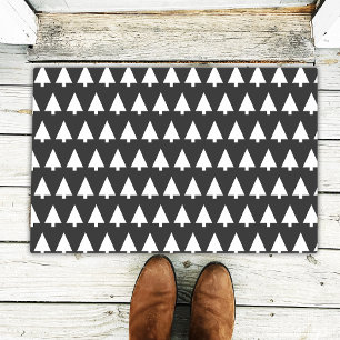 Scandi Tree Pattern   Minimalist Black and White Doormat