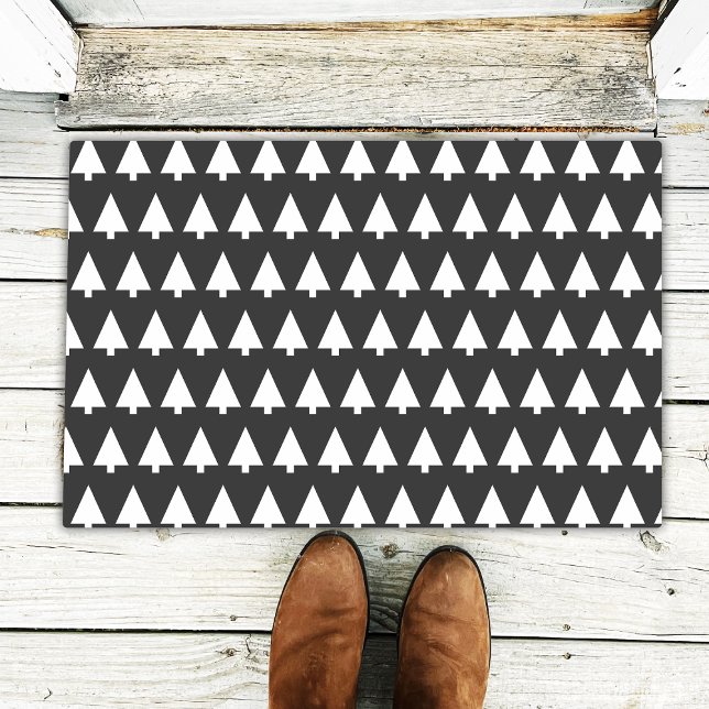 Scandi Tree Pattern | Minimalist Black and White Doormat (Creator Uploaded)