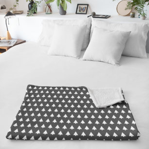 Scandi Tree Pattern   Minimalist Black and White Sherpa Blanket
