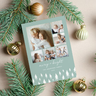Scandi Trees Modern Minimalist Photo Collage Holiday Card