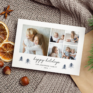 Scandi Trees Modern Minimalist Photo Collage Holiday Card