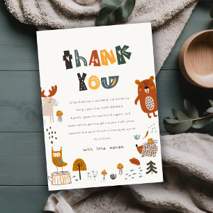 Scandi Wild Tropical Woodland Animals Baby Shower Thank You Card