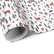 Scandi Winter Forest with Animals in White Red