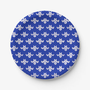 SCANDIA BLUE KNIT 7" Round Paper Plates