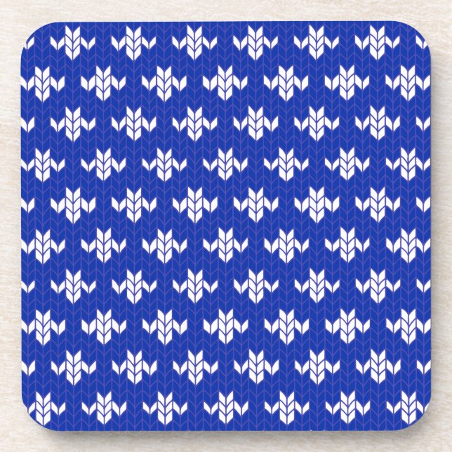SCANDIA BLUE KNIT Hard Plastic Coasters (Front)