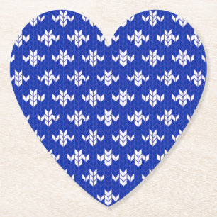 SCANDIA BLUE KNIT Heart Paper Coasters