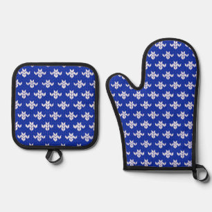 SCANDIA BLUE KNIT Oven Mitt & Pot Holder Set