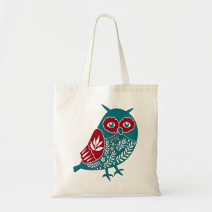 Scandia Christmas Owl Angel Blue And Red Scandia Tote Bag
