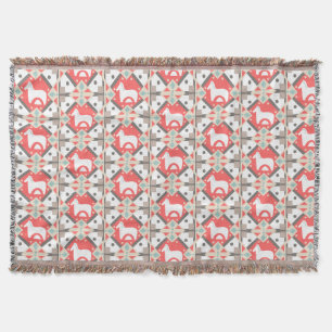 Scandia Horse Tiles Throw Blanket