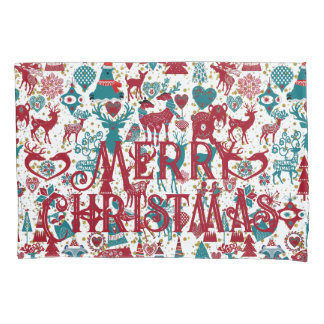 Scandia Merry Christmas Symbols Nordic Scandinavia Pillowcase