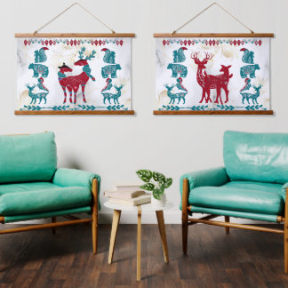 Scandia Modern Art Nordic Reindeer Couple Wall Art