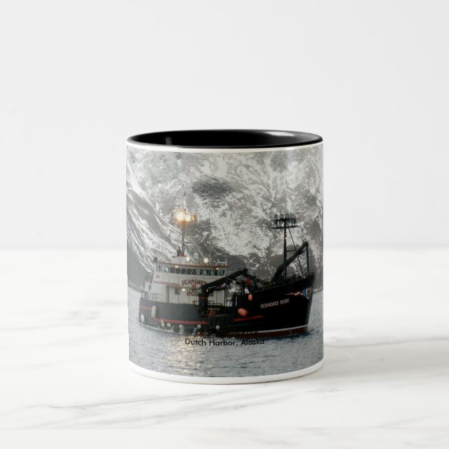 Scandies Rose, Crab Boat in Dutch Harbour, Alaska Two-Tone Coffee Mug (Center)