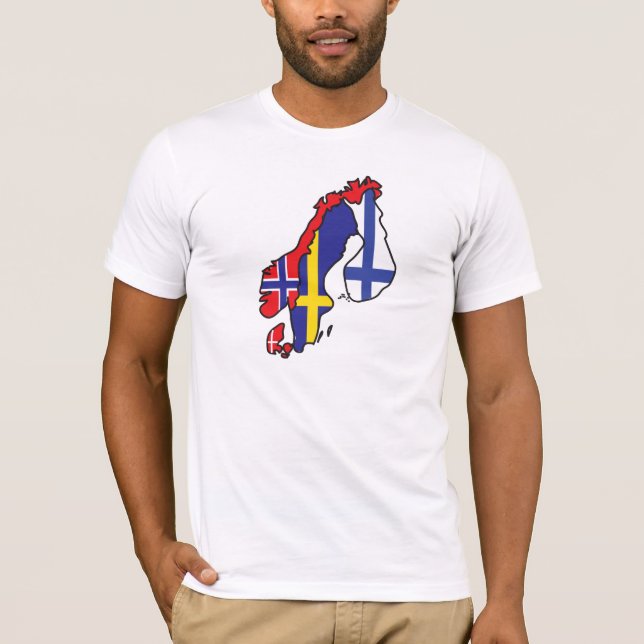 Scandinavia Flag Map T-Shirt (Front)