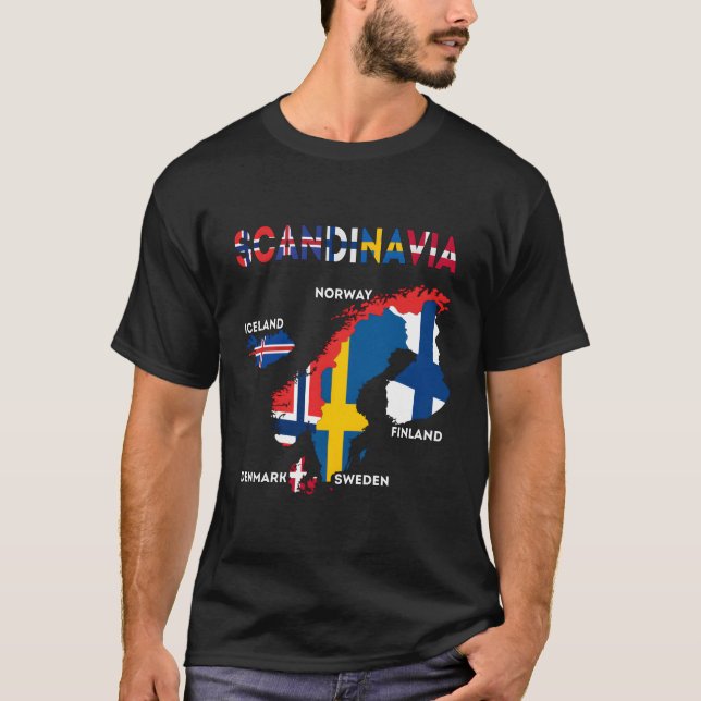 Scandinavia Flag Nordic Countries Maps Northern Eu T-Shirt (Front)