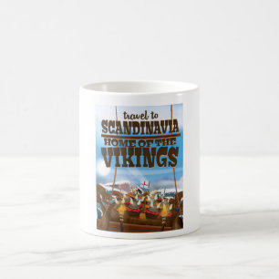 Scandinavia home of the vikings cartoon poster coffee mug