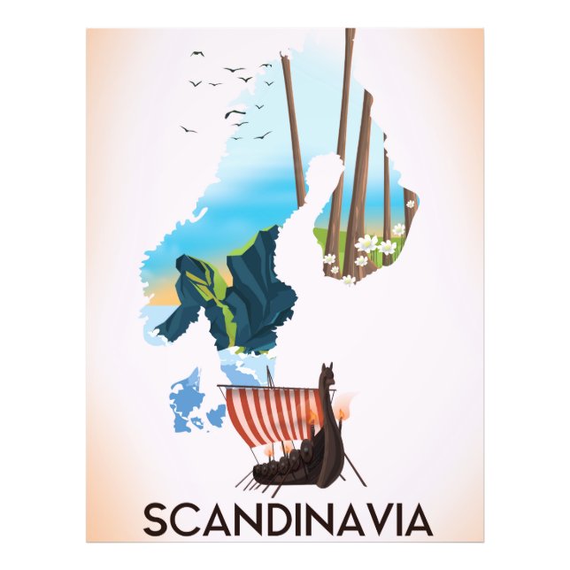 Scandinavia Map Viking travel poster (Front)