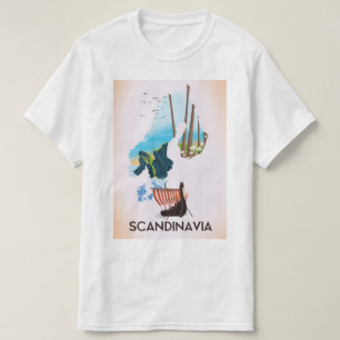Scandinavia Map Viking travel poster T-Shirt