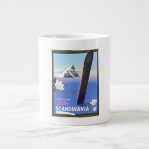 Scandinavia snowboard travel poster large coffee mug