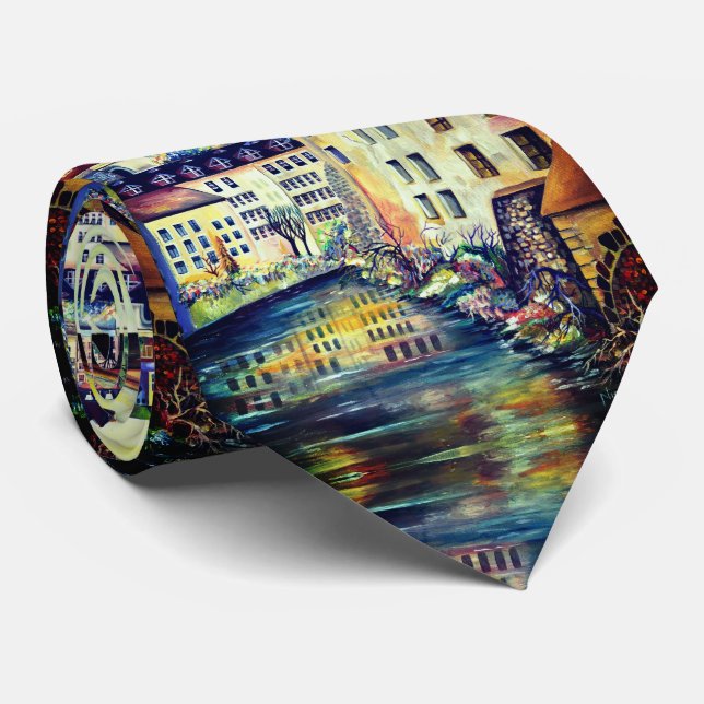 Scandinavia Stockholm Gamla Stan Old City Artwork Tie (Rolled)