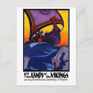 Scandinavia Vintage Travel Poster Restored Postcard