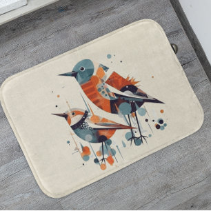 Scandinavian Abstract Birds, customisable Bath Mat