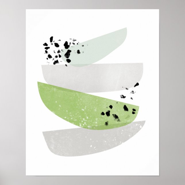 scandinavian, abstract greenery poster print (Front)