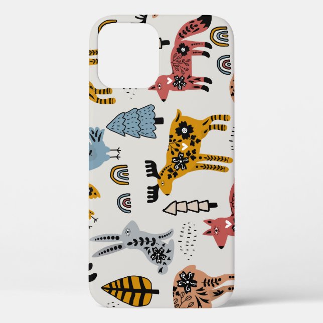 Scandinavian animals, floral, cute pattern. Case-Mate iPhone case (Back)