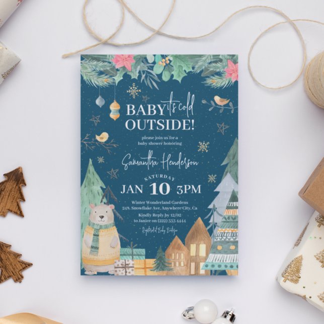 Scandinavian 'Baby it's Cold Outside' Baby Shower Invitation (Creator Uploaded)