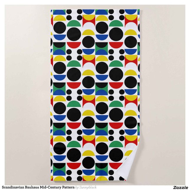 Scandinavian Bauhaus Mid-Century Pattern Beach Towel (Creator Uploaded)
