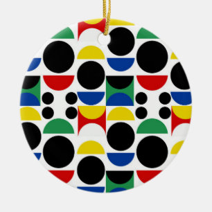Scandinavian Bauhaus Mid-Century Pattern Ceramic Ornament