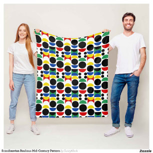 Scandinavian Bauhaus Mid-Century Pattern Fleece Blanket