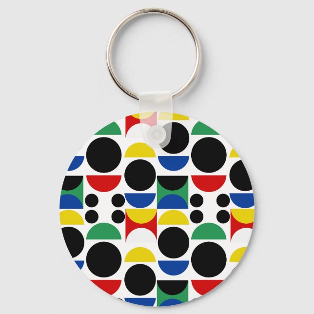 Scandinavian Bauhaus Mid-Century Pattern Key Ring (Front)