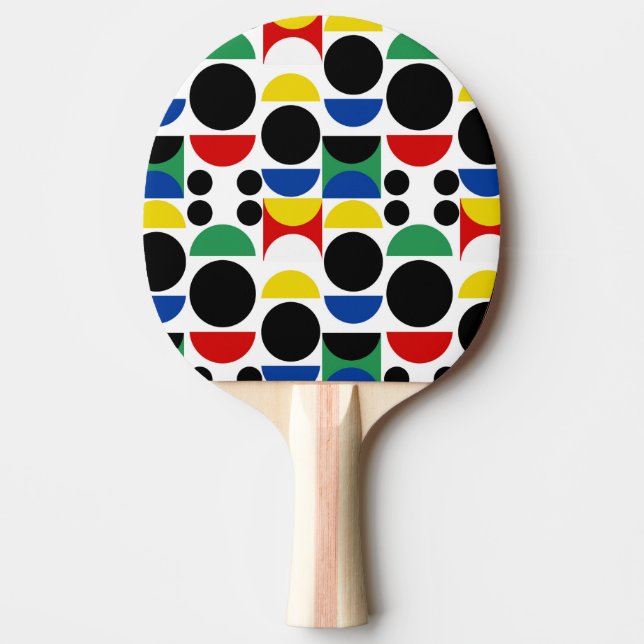 Scandinavian Bauhaus Mid-Century Pattern Ping Pong Paddle (Front)