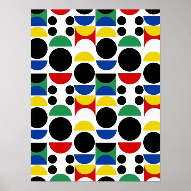 Scandinavian Bauhaus Mid-Century Pattern Poster (Front)