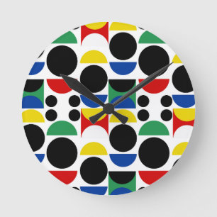 Scandinavian Bauhaus Mid-Century Pattern Round Clock