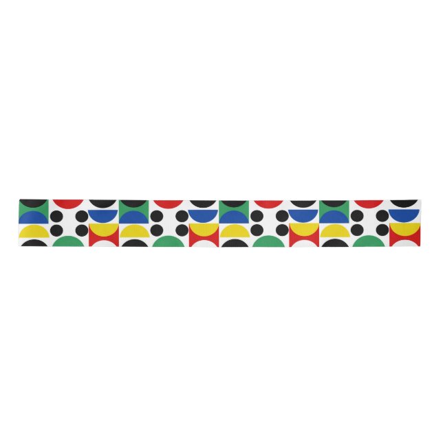 Scandinavian Bauhaus Mid-Century Pattern Satin Ribbon (Front)