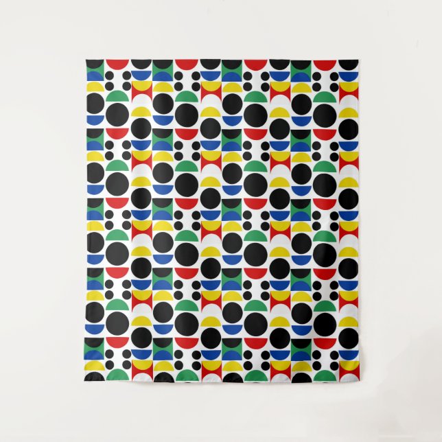 Scandinavian Bauhaus Mid-Century Pattern Tapestry (Front)