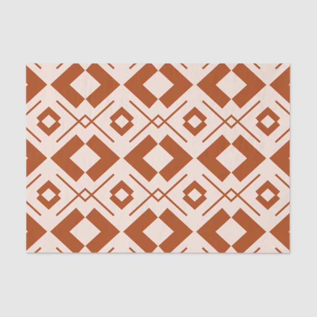 Scandinavian beige and burnt orange geometric tissue paper (Front)
