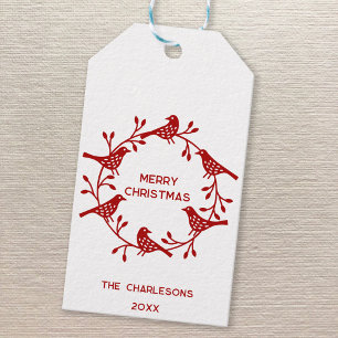 Scandinavian Bird Wreath Personalised Christmas Gift Tags